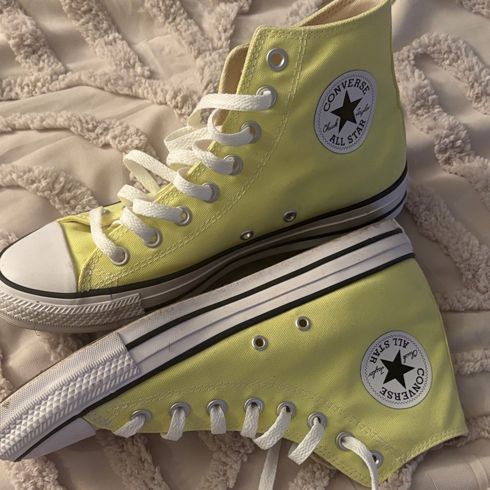 Converse High Top Sneakers in Lemon Yellow with White